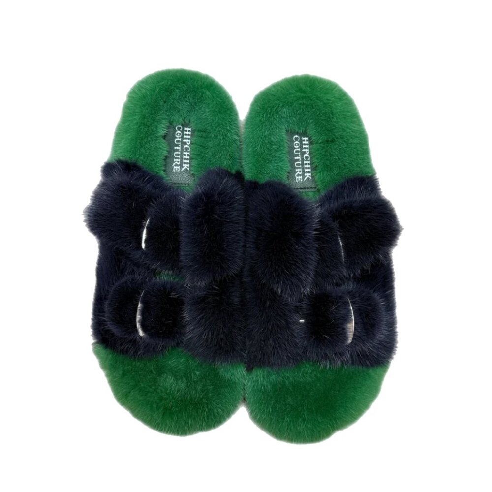Mink Slide Sandals Shoes - Green Blue